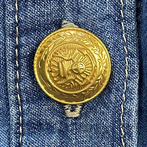 New L’Agence Denim Pleated Esmeralda Dress Button Front Blue Jean Stokes Sz 8 - Picture 12 of 16